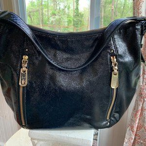 Cole Hahn Large Black Patent Leather Satchel NEW